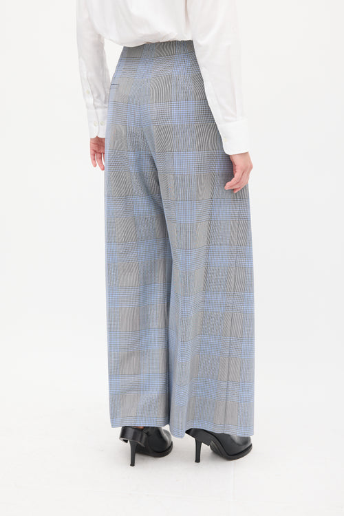 Roland Mouret Blue 
Multi Wool 
Mohair Check Sarong Trouser