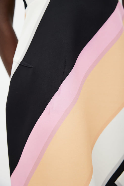 Roland Mouret White 
Multi Silk Cut-Out Back Dress