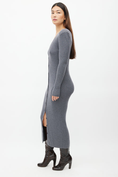 Ronny Kobo Grey Ribbed Knit Vianne Dress