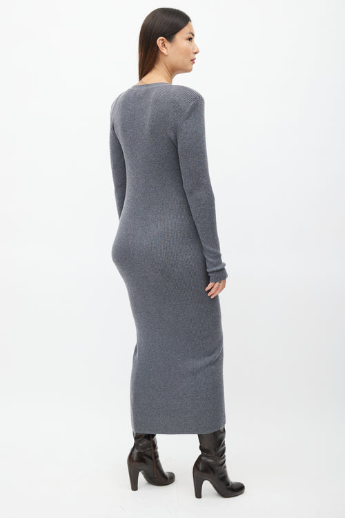 Ronny Kobo Grey Ribbed Knit Vianne Dress