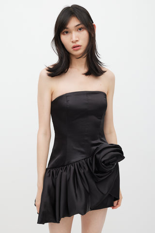 Ronny Kobo Black Hudsen Rose Mini Dress