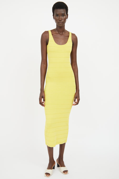 Ronny Kobo Yellow Ribbed Sleevless Dress