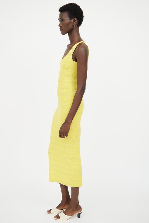 Ronny Kobo Yellow Ribbed Sleevless Dress