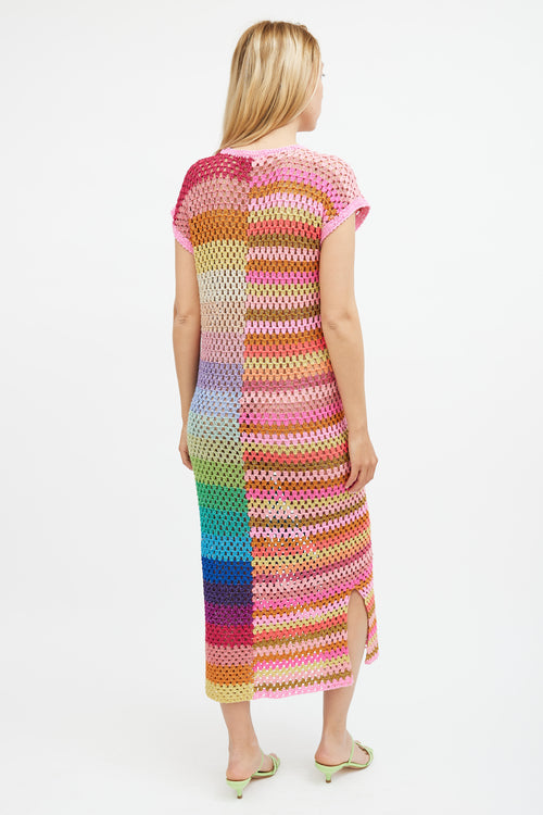 Rose Carmine Multicolour Knit Maxi  Dress