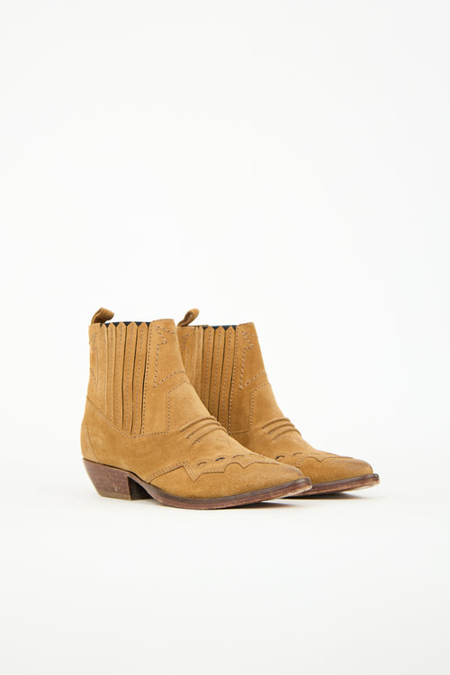 Roseanna Brown Suede Western Ankle Boot