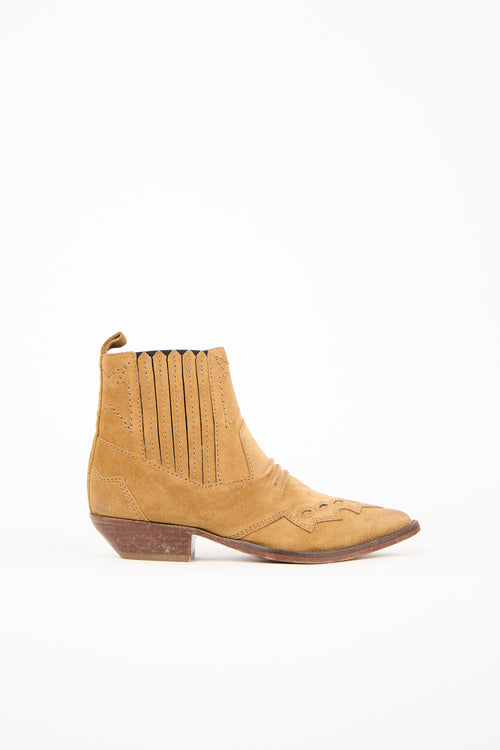 Roseanna Brown Suede Western Ankle Boot