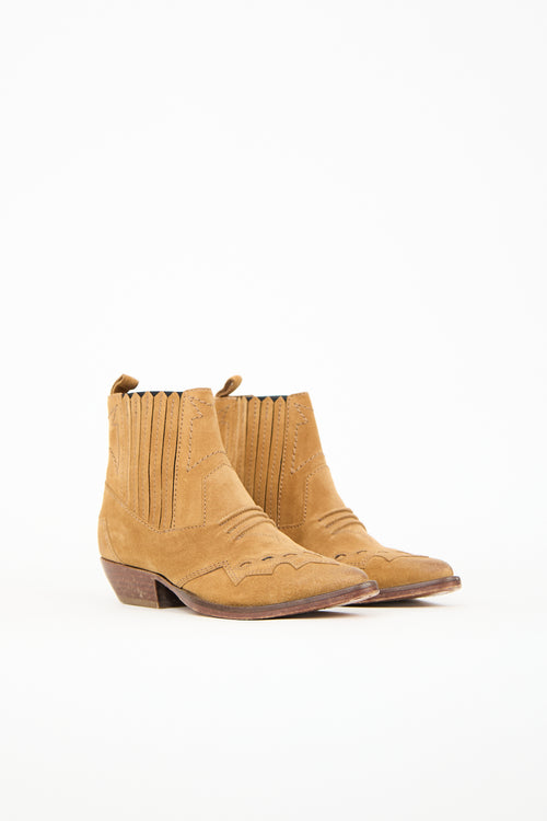 Roseanna Brown Suede Western Ankle Boot