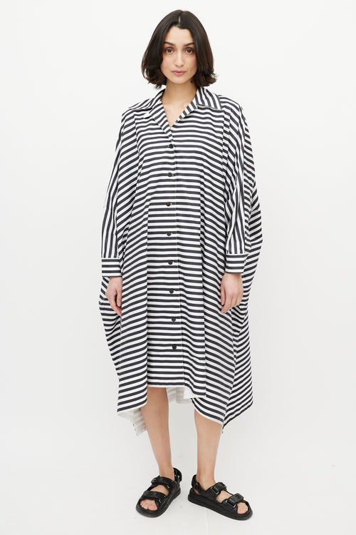 Rosetta Getty Black 
White Stripe Long Shirt Dress