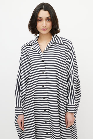 Rosetta Getty Black 
White Stripe Long Shirt Dress