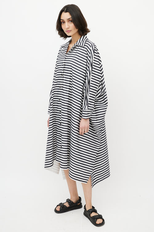 Rosetta Getty Black 
White Stripe Long Shirt Dress