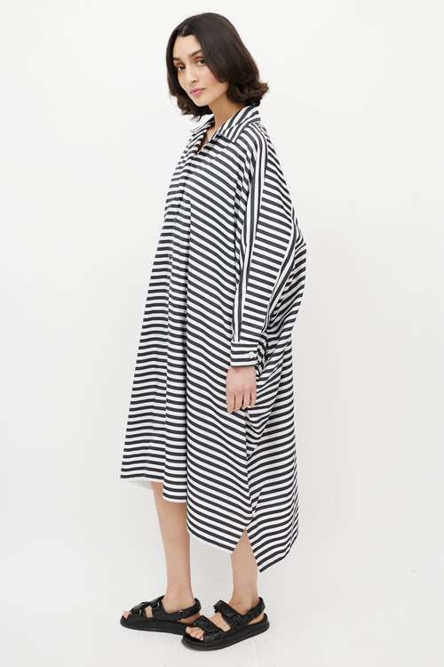 Rosetta Getty Black 
White Stripe Long Shirt Dress