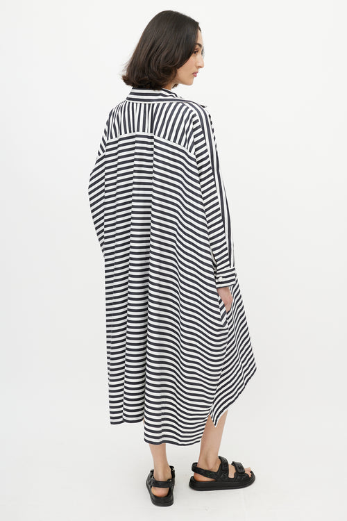 Rosetta Getty Black 
White Stripe Long Shirt Dress