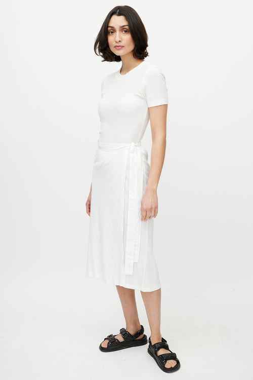 Rosetta Getty White Tee Wrap Midi Dress