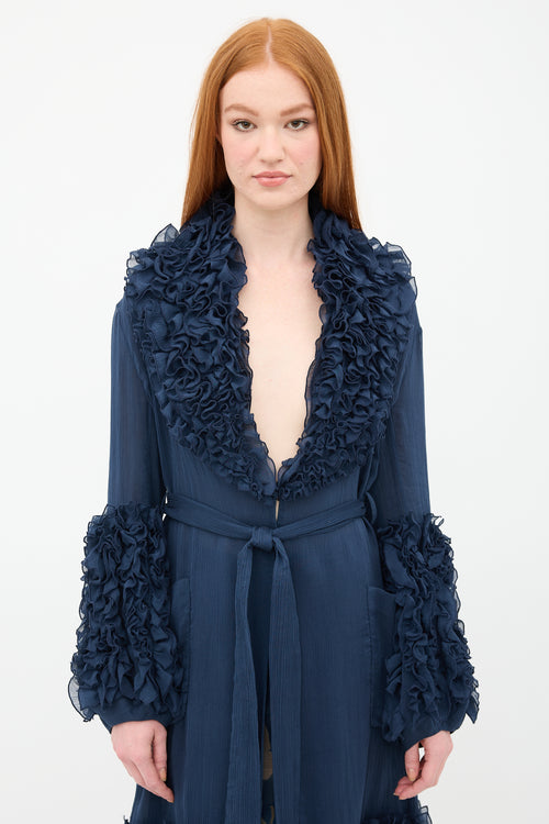 Rosie Assoulin Plissé Ruffle Duster Coat