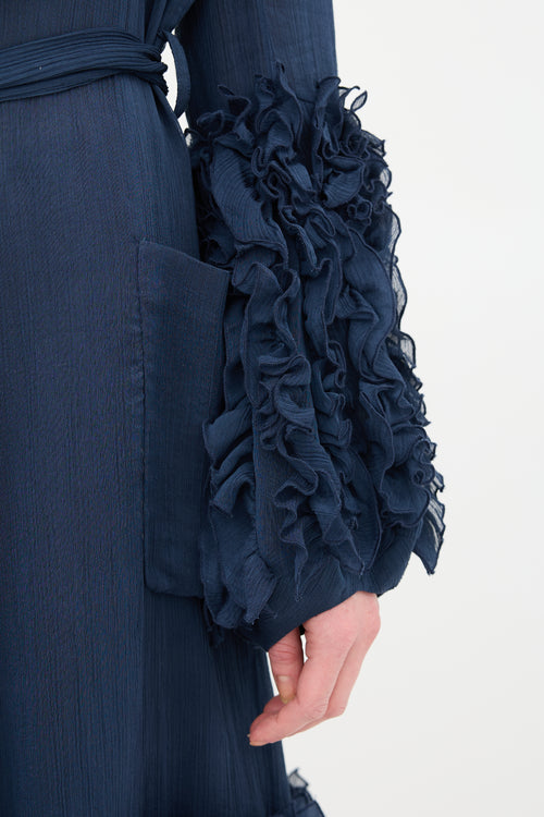 Rosie Assoulin Plissé Ruffle Duster Coat