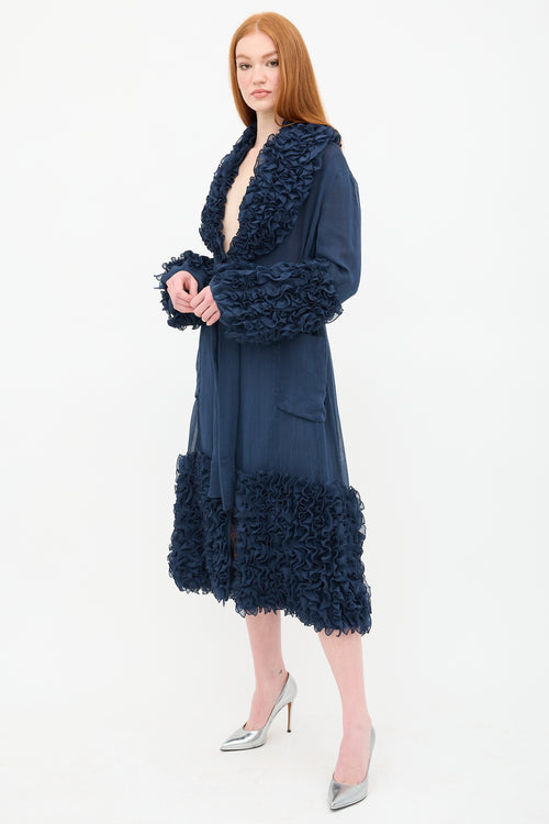 Rosie Assoulin Plissé Ruffle Duster Coat