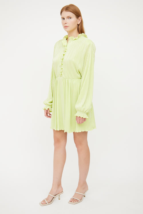 Rotate Green 
Silver Ruffled Pleated Dress