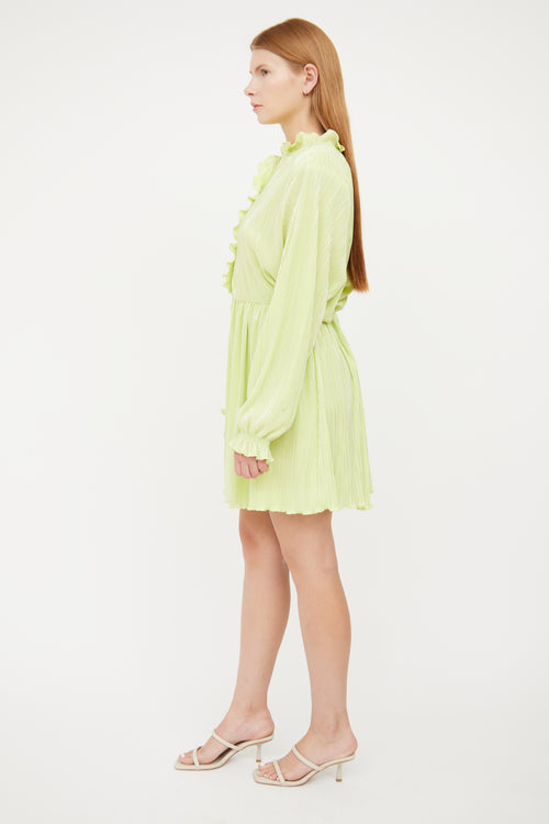 Rotate Green 
Silver Ruffled Pleated Dress