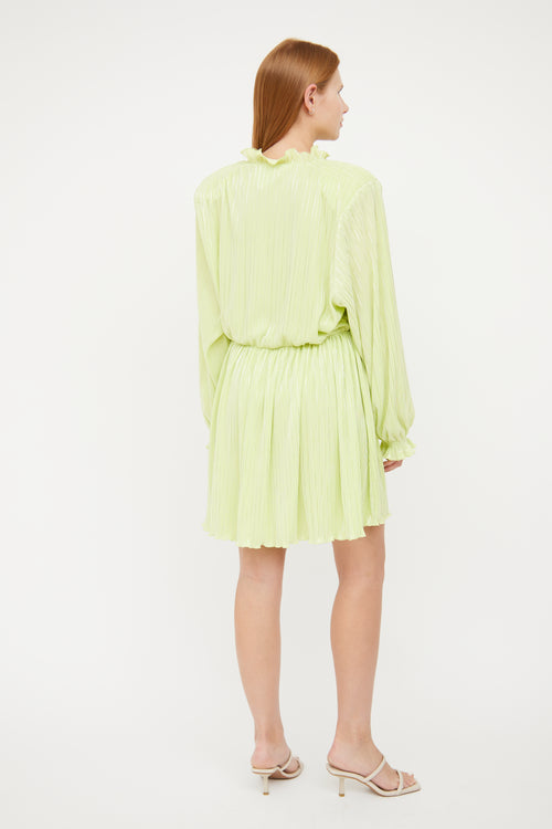 Rotate Green 
Silver Ruffled Pleated Dress