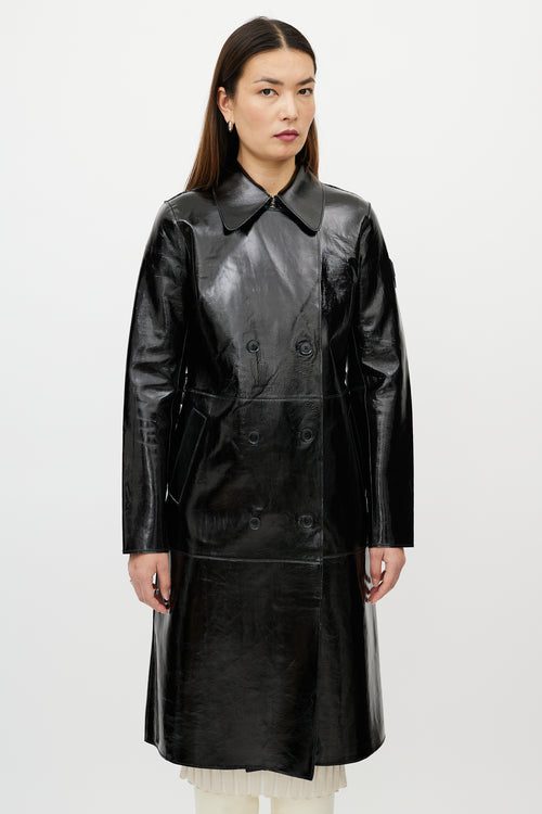 Rudsack Black Patent Leather Double Breasted Trench Coat