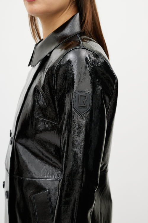 Rudsack Black Patent Leather Double Breasted Trench Coat