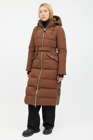 Rudsak Brown Belted Long Puffer