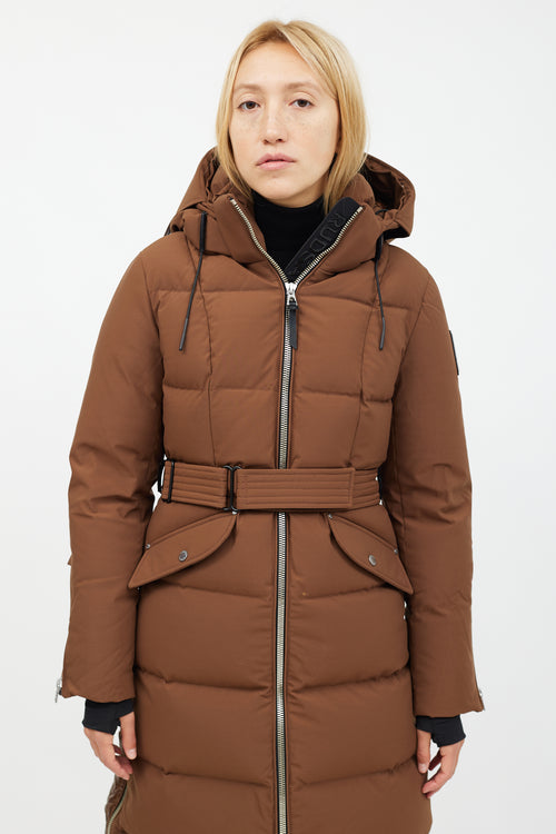 Rudsak Brown Belted Long Puffer