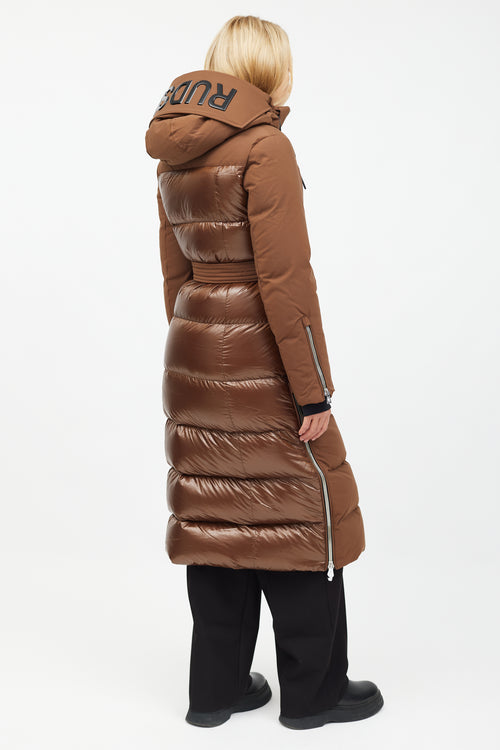 Rudsak Brown Belted Long Puffer