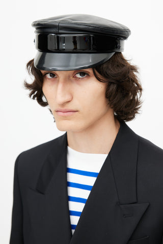 Ruslan Baginskiy Black Leather Baker Boy Hat