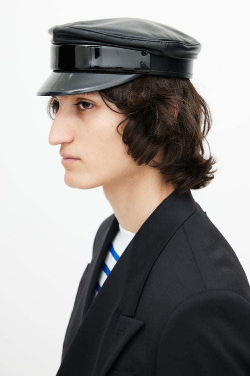 Ruslan Baginskiy Black Leather Baker Boy Hat