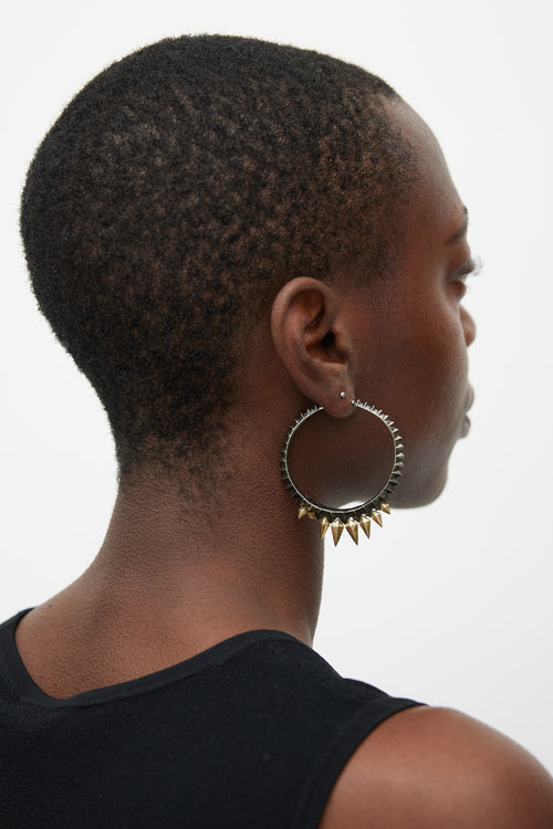 Stephen Webster Gunmetal 
Gold Studded Spike Hoop Earring