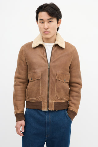 Saint Laurent Brown Suede 
Shearling Jacket