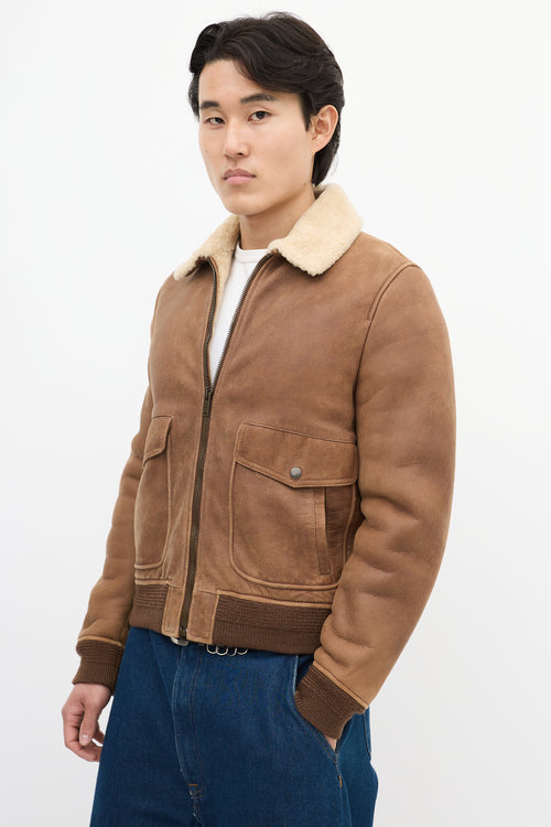 Saint Laurent Brown Suede 
Shearling Jacket