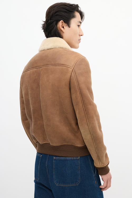 Saint Laurent Brown Suede 
Shearling Jacket