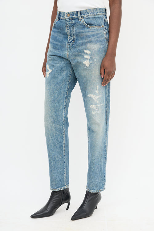 Saint Laurent Distressed Slim Jeans