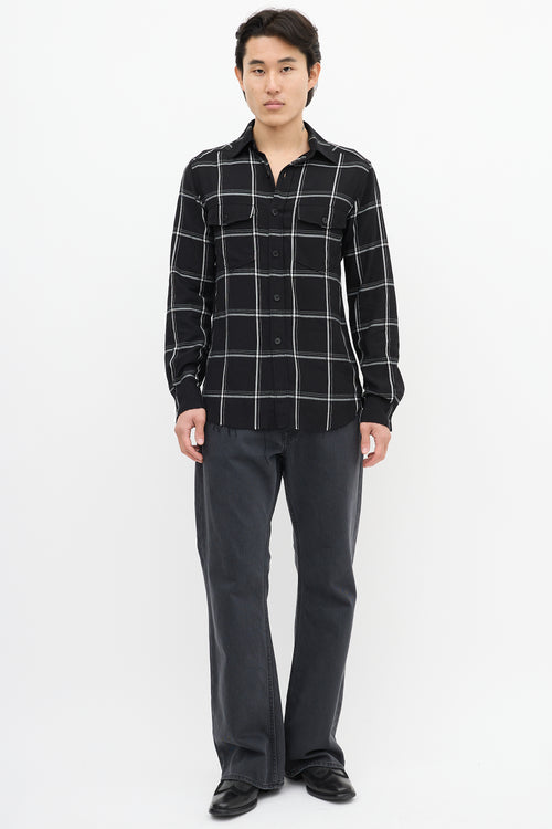 Saint Laurent Black 
White Checkered Shirt