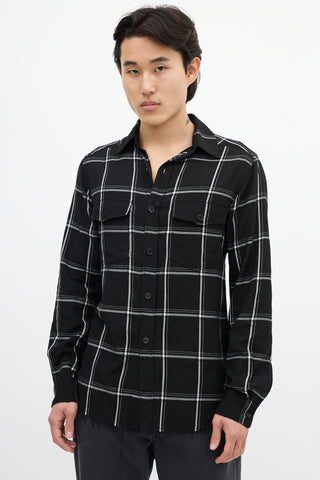 Saint Laurent Black 
White Checkered Shirt