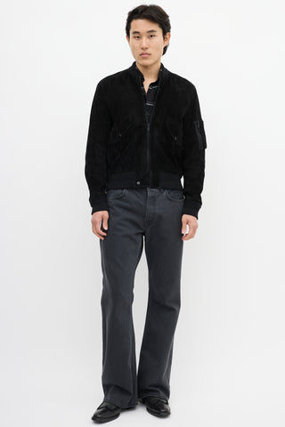 Saint Laurent Black Suede 
Wool Bomber Jacket