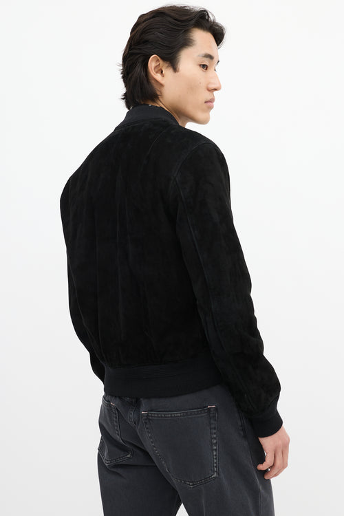 Saint Laurent Black Suede 
Wool Bomber Jacket