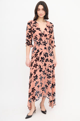 Saloni Velvet Floral Edith Long Dress