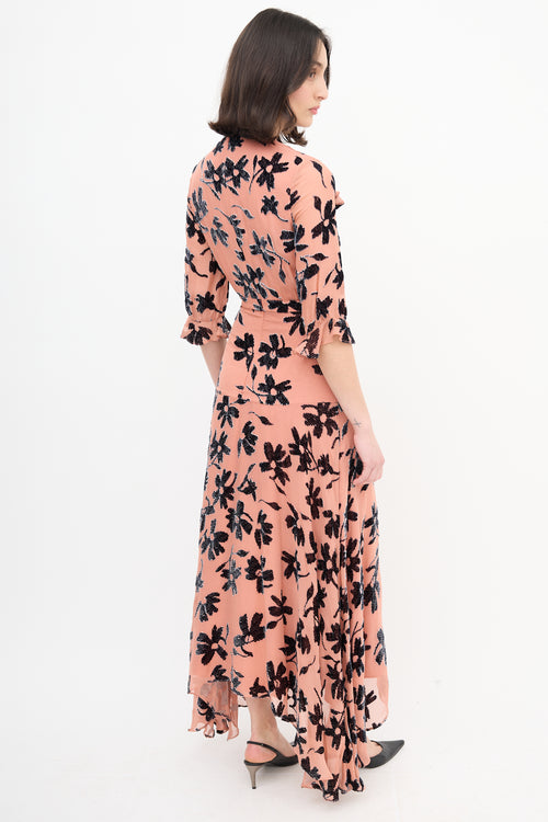 Saloni Velvet Floral Edith Long Dress