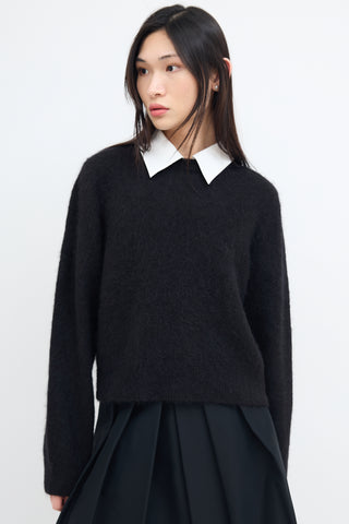 Sandro Black Wool Knit Collared Sweater