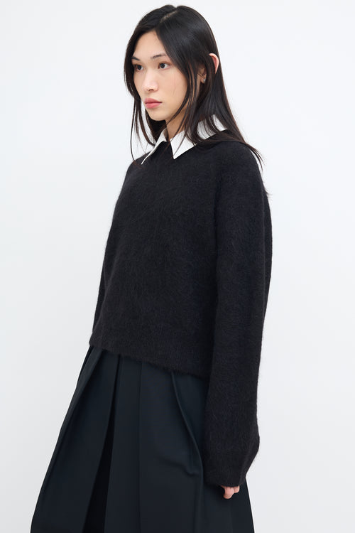 Sandro Black Wool Knit Collared Sweater