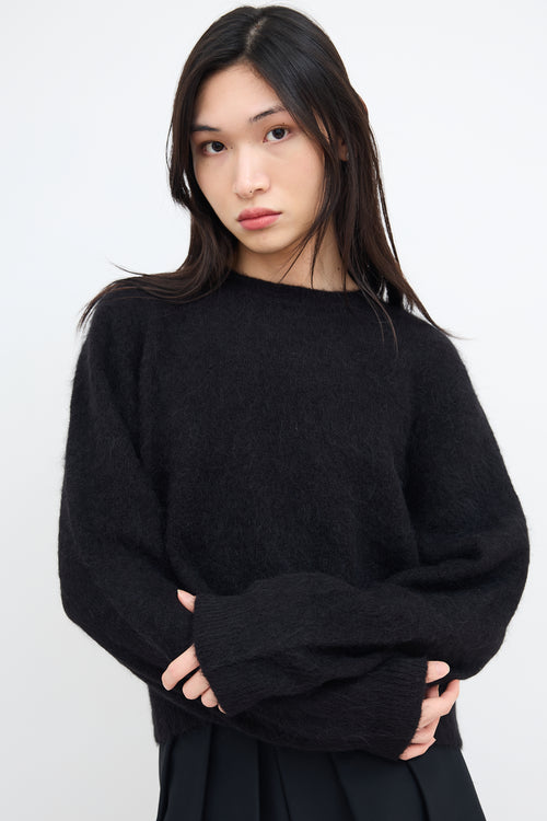 Sandro Black Wool Knit Collared Sweater