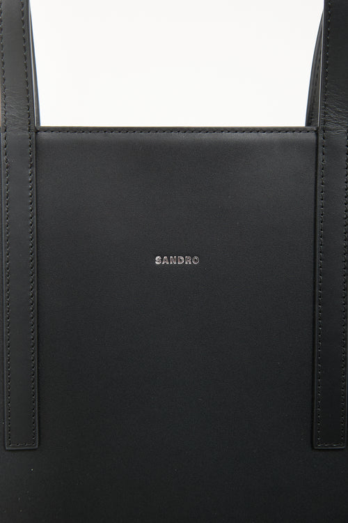 Sandro Black Leather Slim Tote Bag