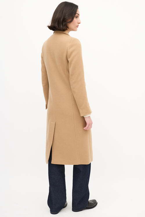 Sandro Beige Wool Long Double Breasted Coat