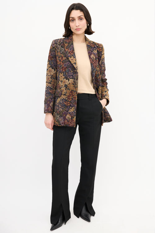 Sandro Purple 
Multi Jacquard Floral Blazer