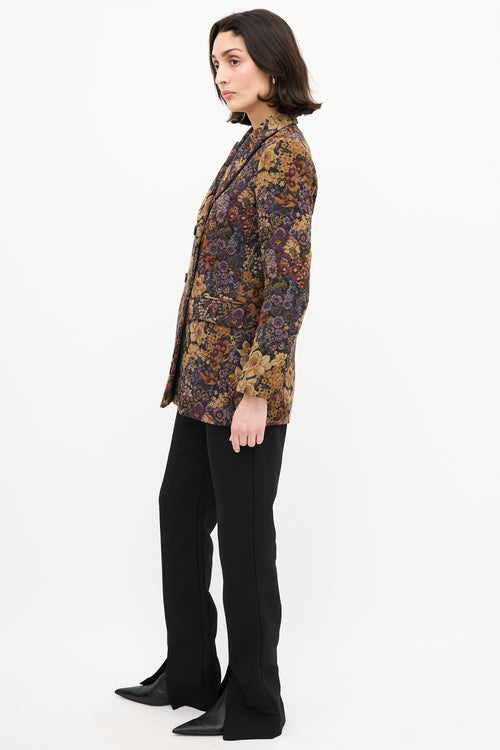 Sandro Purple 
Multi Jacquard Floral Blazer