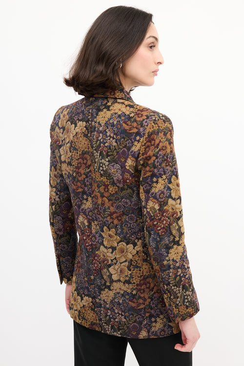 Sandro Purple 
Multi Jacquard Floral Blazer