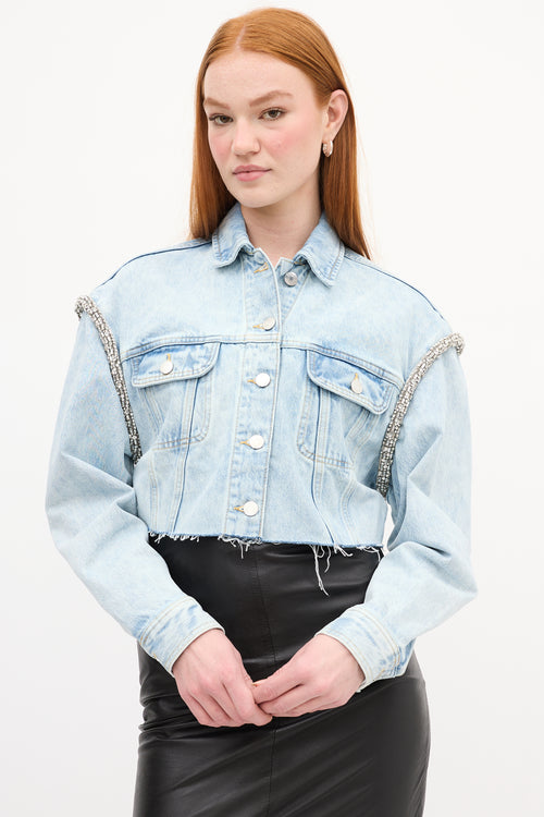 Sandro Light Wash Embellished Denim Jacket